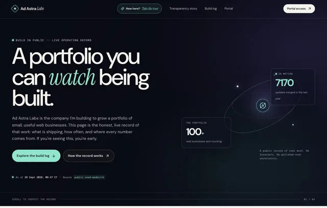 Ad Astra Labs homepage