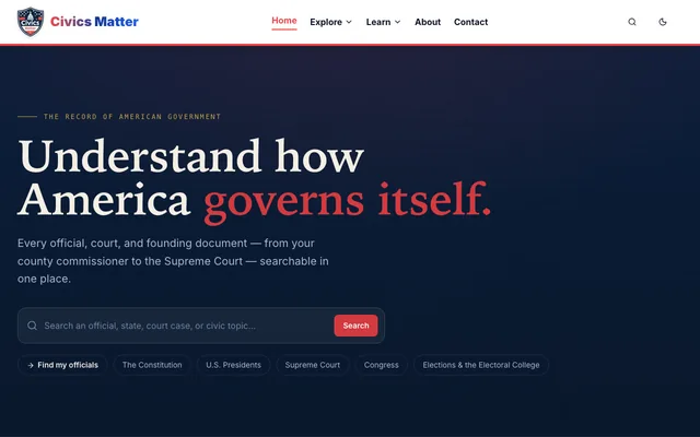 Civics Matter homepage