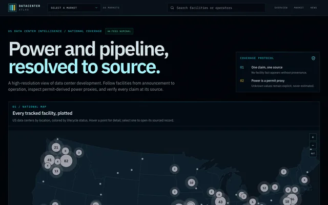 Data Center Atlas homepage