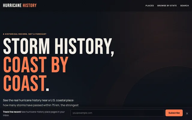 Hurricane History homepage