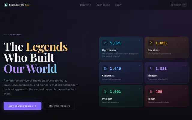 Legends of the Rise homepage