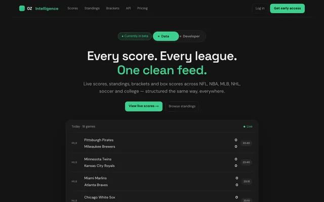 OZ Intelligence homepage