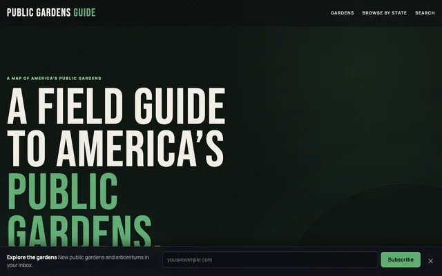 Public Gardens Guide homepage