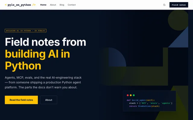 Pyle on Python homepage