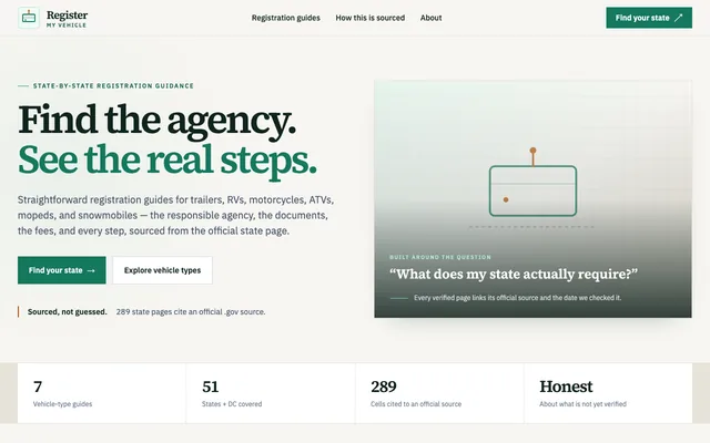 Register My Vehicle homepage