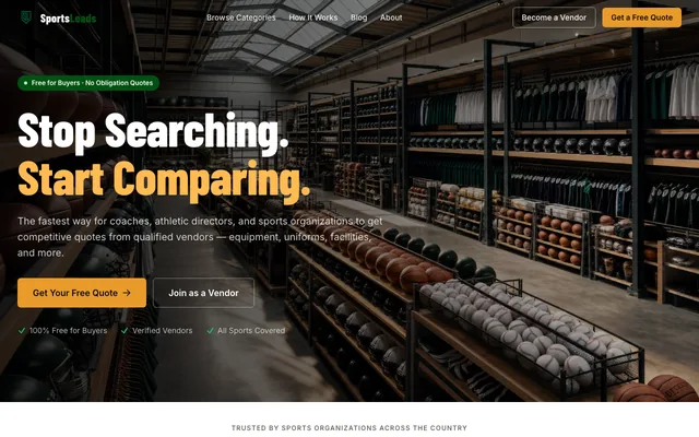 Team Sports Gear — Lead-Gen Hub homepage